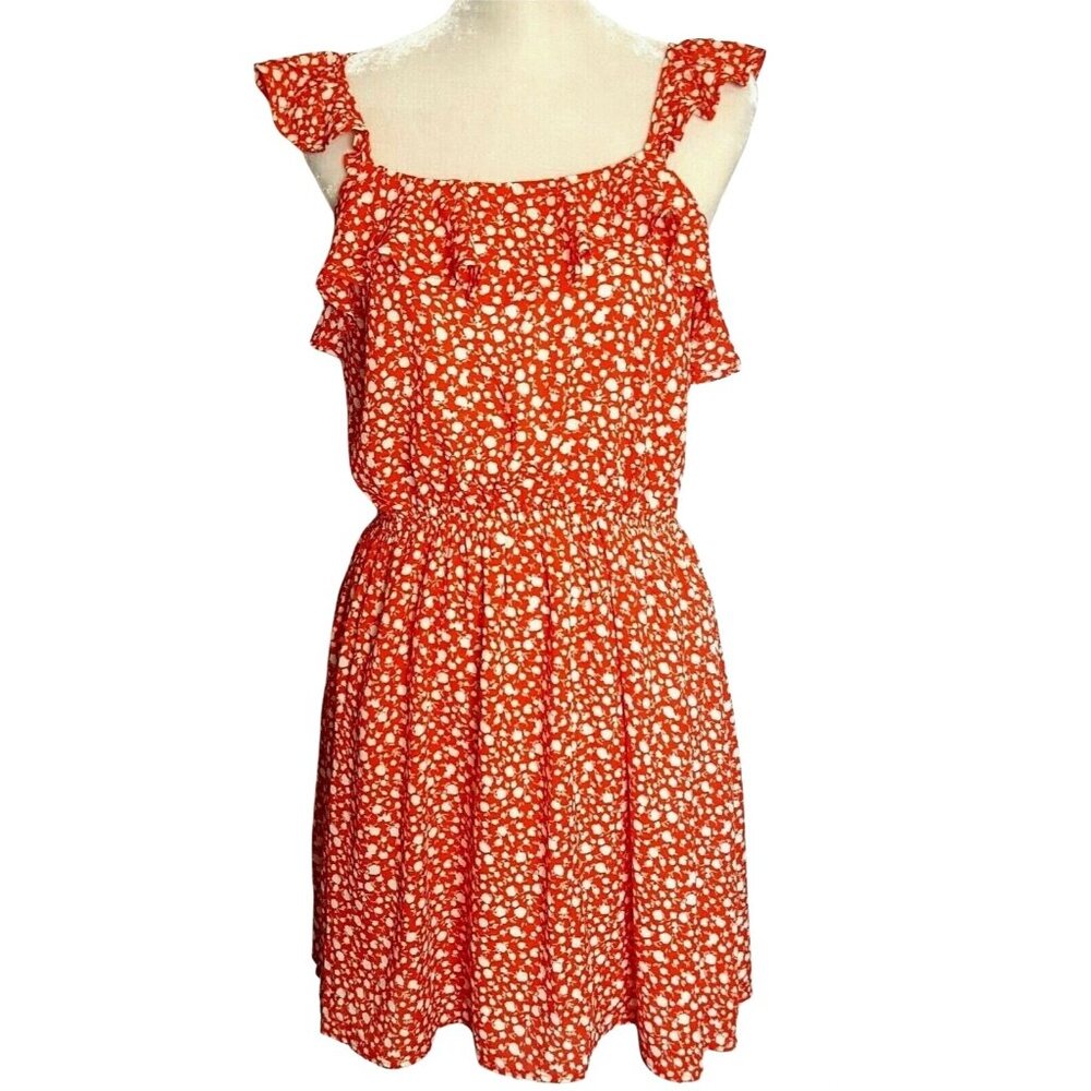 Anthropologie Moon River Junior's Dress Med Sleeveless Ruffle Lined Short Red